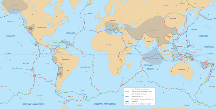 mapa de placas tectônicas